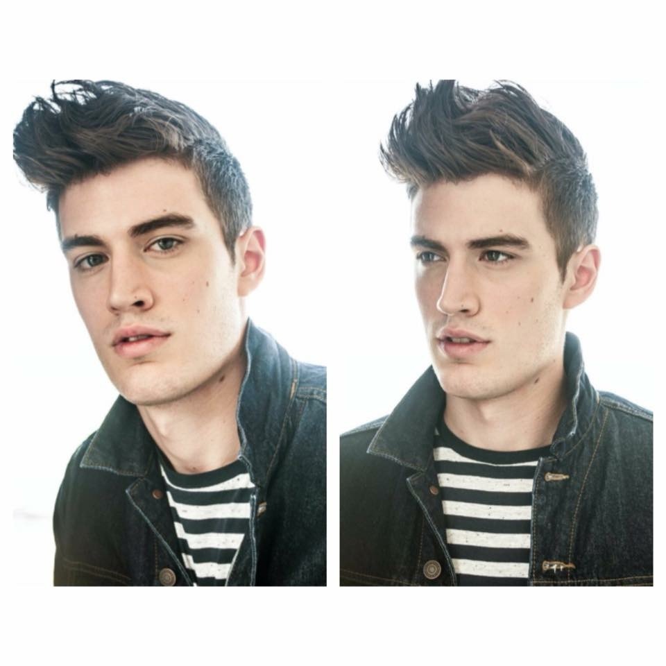 Stephen in a two-image striped shirt fashion portrait